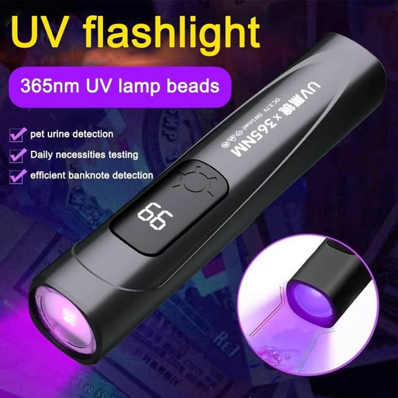 Black Uv Inspection Wand, Uv Flashlight 365Nm, Black Light Flashlight, Ultraviolet Flashlight, Compact Handheld 365Nm Wavelength Lamp for Currency Verification, Household