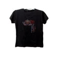 thumbnail image 1 of Black V Neck Knit SS T Shirt XL Adult 1X Rose Mask Bling Applique, 1 of 2