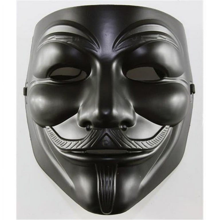 Black V for Vendetta Guy Fawkes Plastic Costume Mask - One Size