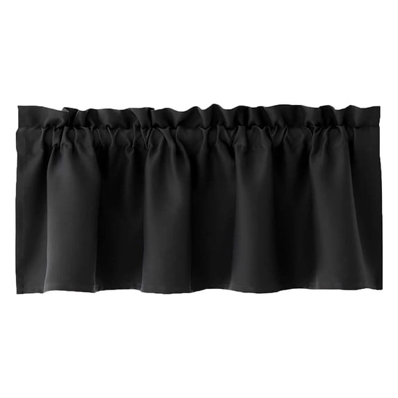 Black Valance Curtains 18 inches Long Blackout Toppers Living Room Kitchen Short Small Mini Little Window Curtain, 1 Panel, Rod Pocket