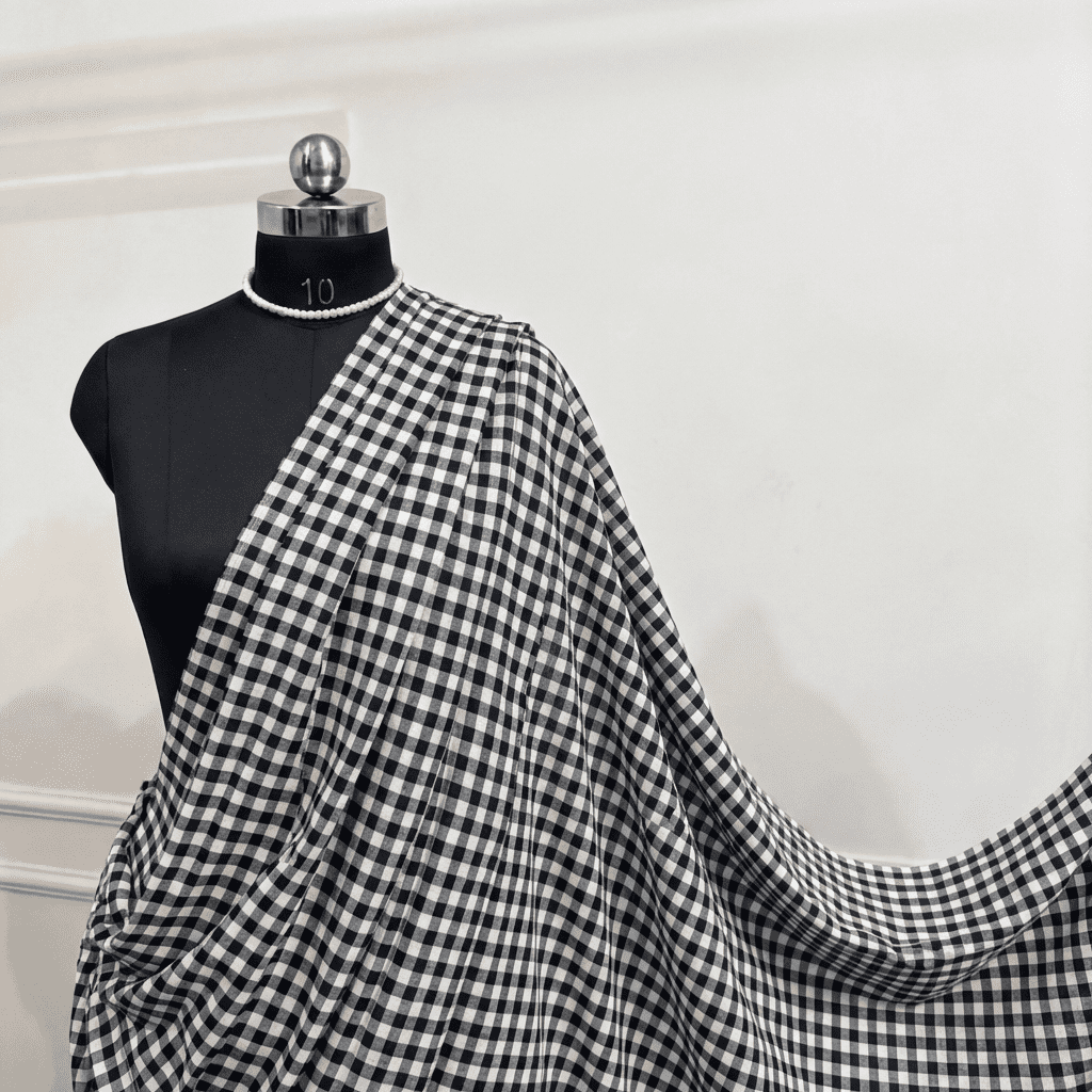 Black Valentina Textiles Inc 1/8 Inch Small Check Gingham Fabric by The ...