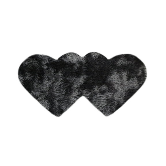 Black Valentines Day Fluffy Rugs For Bedroom Washable Living Room Rug Carpet Heart Shaped Bedside Rug Non Slip Mat Black 23.6X39.4Inches