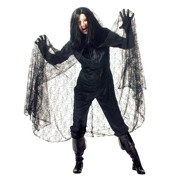 Black Vampire Spiderweb Cape Womens One Size