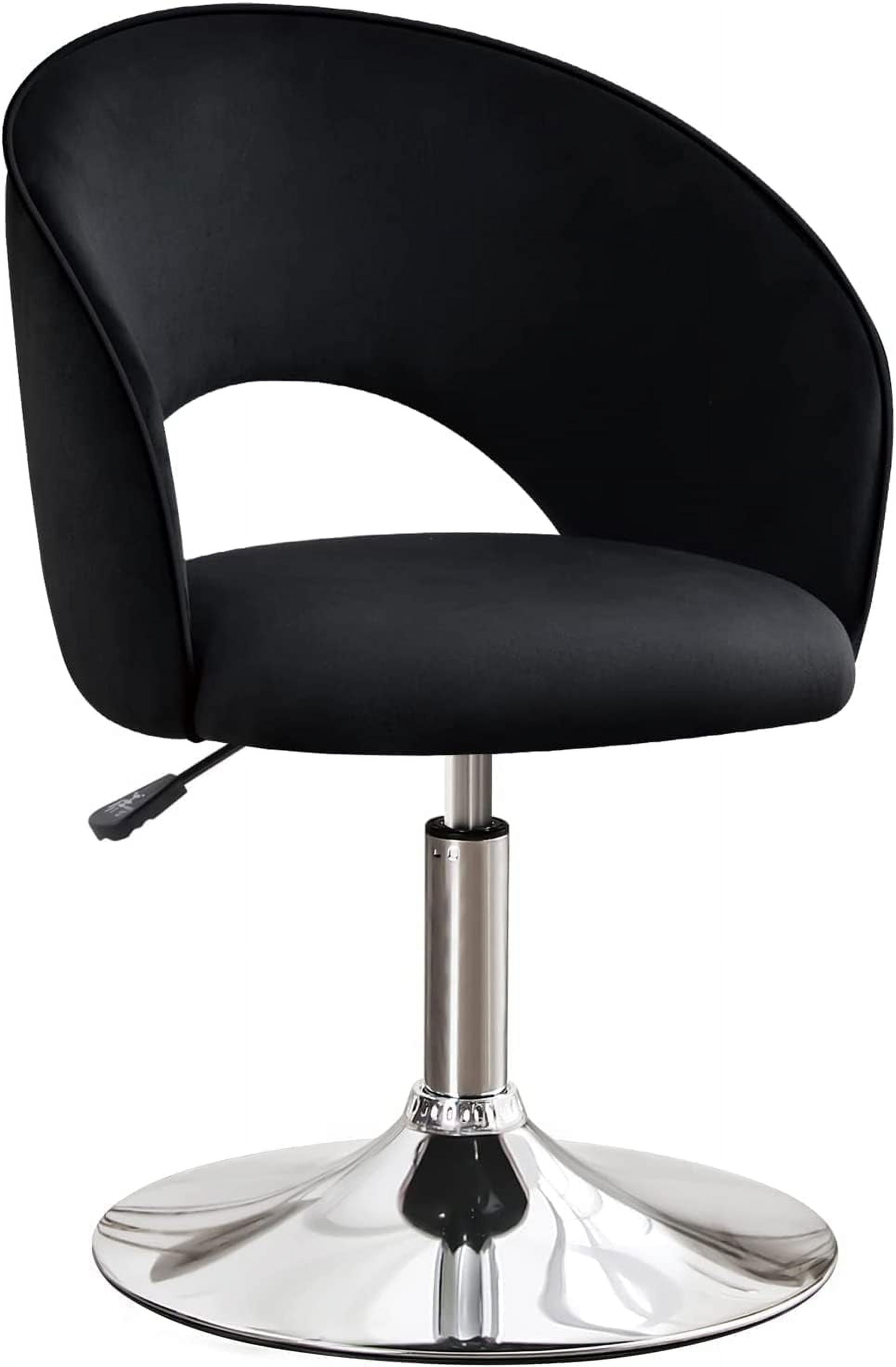 Black Vanity Chair for Relaxing | Plated Frame | Living Room, Lounge, Pub, Bar | Round-Back ...