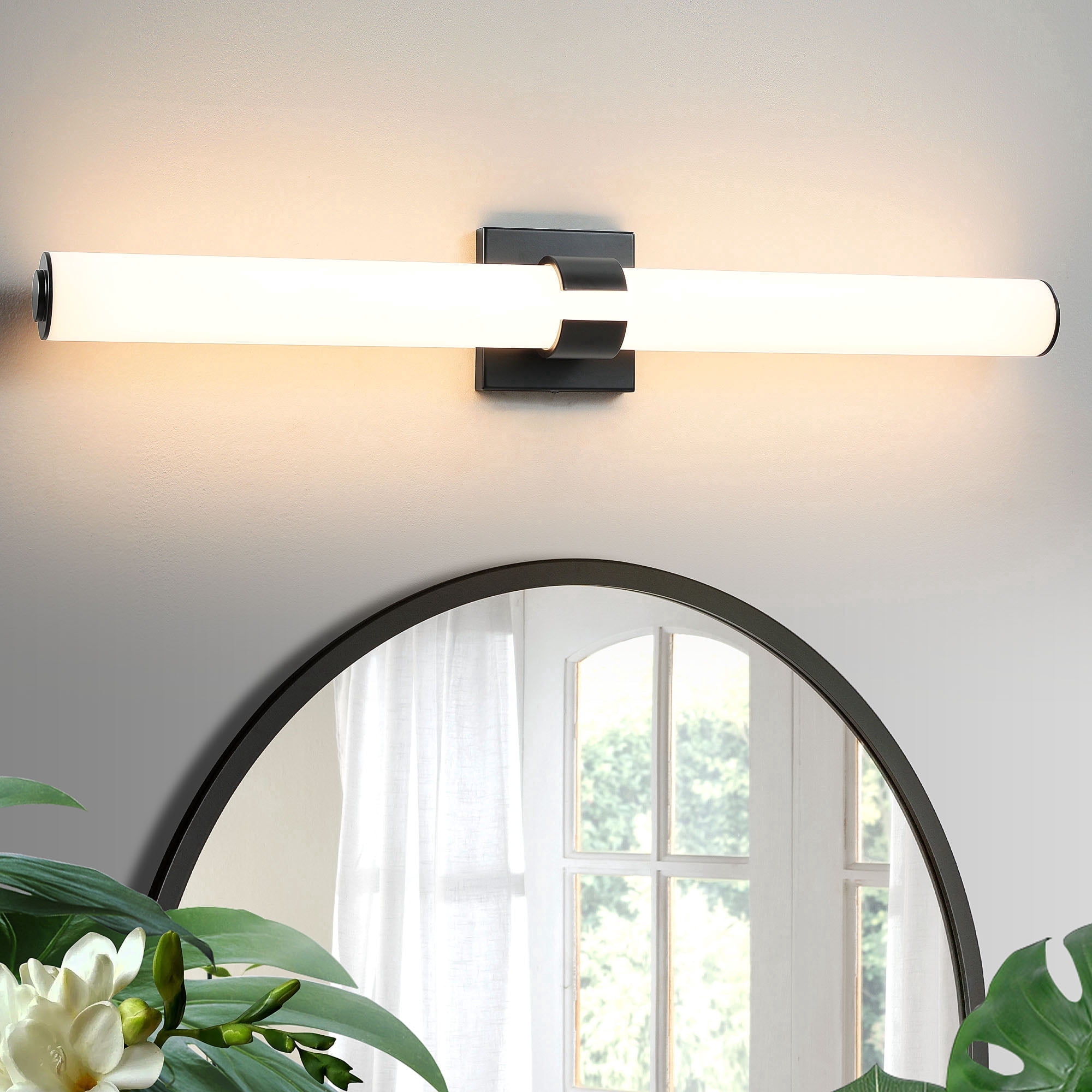 KAISITE Modern 1-Light Dimmable LED Bathroom Vanity Light, Waterproof Lamps for Bathroom, Acrylic Lampshade