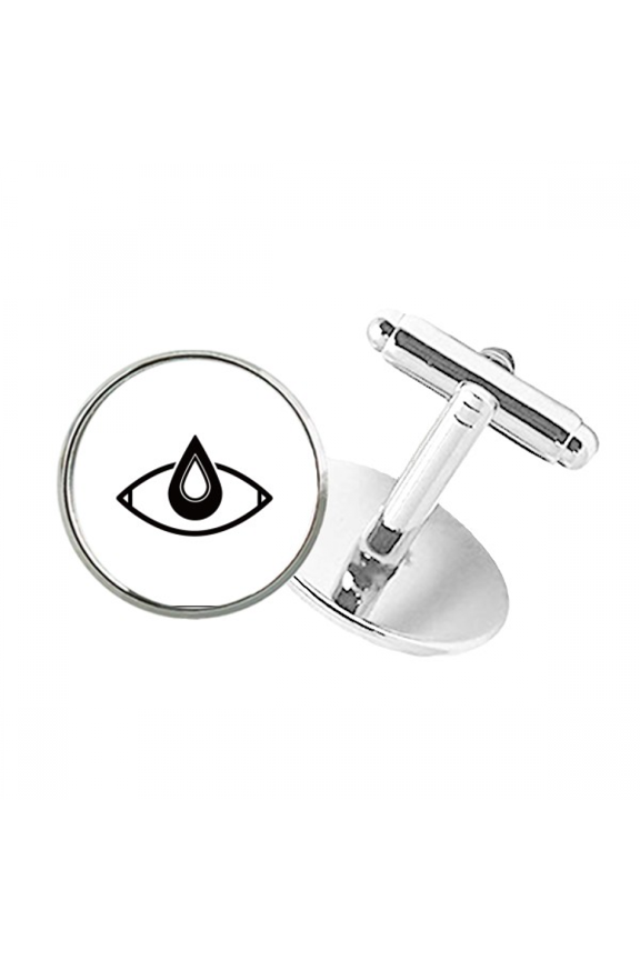 Black Vector Pattern Eye Decoration Round Button Cuff Clip Stud Cufflinks