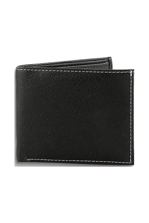 Black Vegan Leather Top Flap 6-Slot Wallet with ID Window and Gift Box