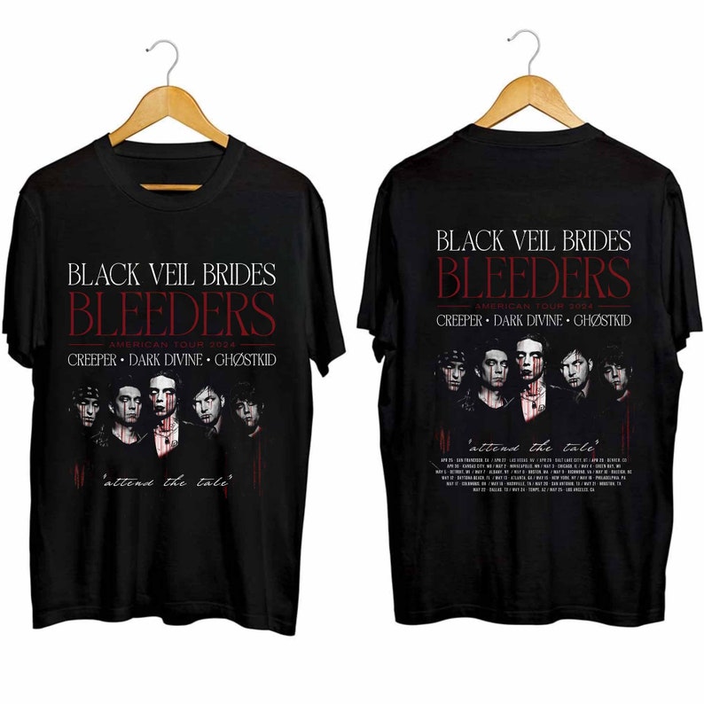 Black Veil Brides 2024 Tour Shirt, Black Veil Brides Band Fan Shirt, Black Veil Brides Bleeders