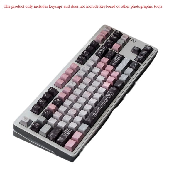 Black Veil Pink Blush Mechanical Keyboard Keycap Customization PBT Thermal Sublimation Original Height Compatibility 65/75/87
