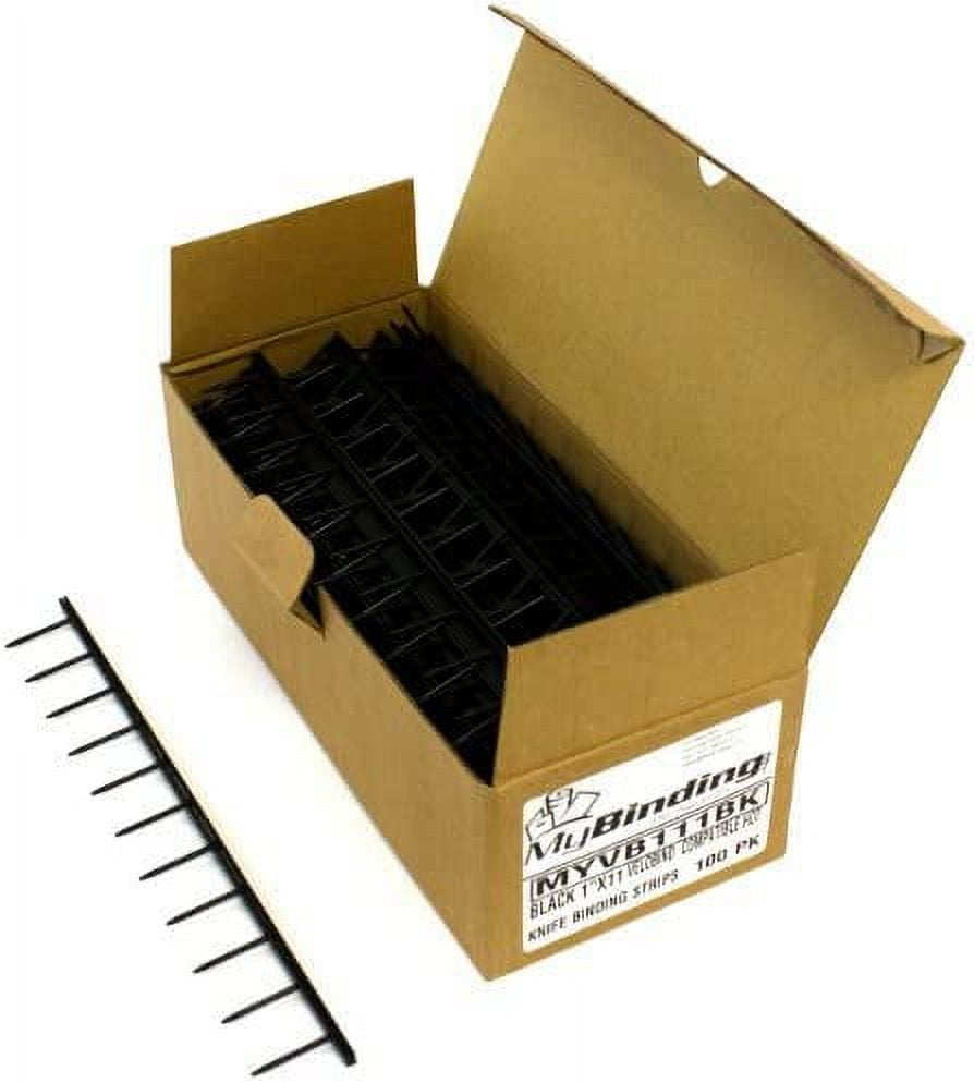 Black Velobind Compatible Hot Knife Binding Strips (Black, 1 x 11")