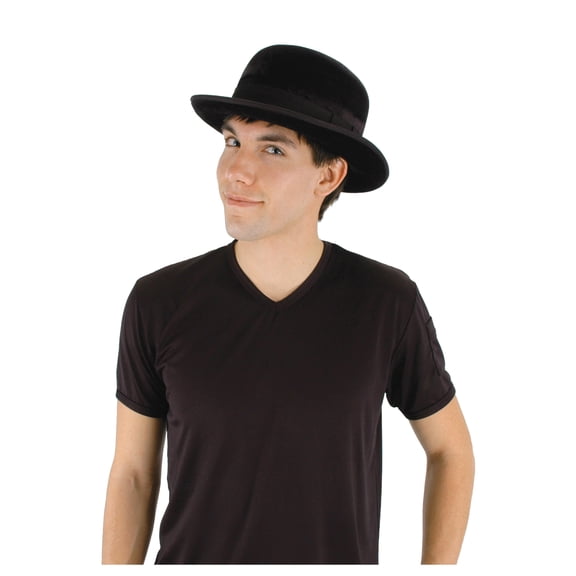 Black Velour Bowler Hat for Men