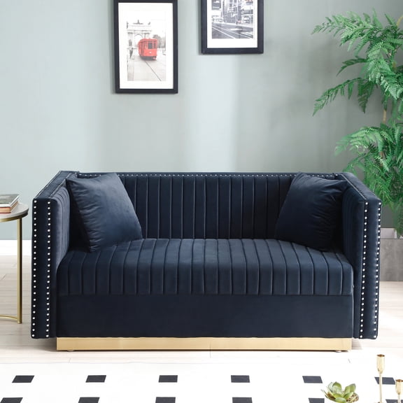 Black Velvet 2 - Seater / Perfect for Small Living Rooms