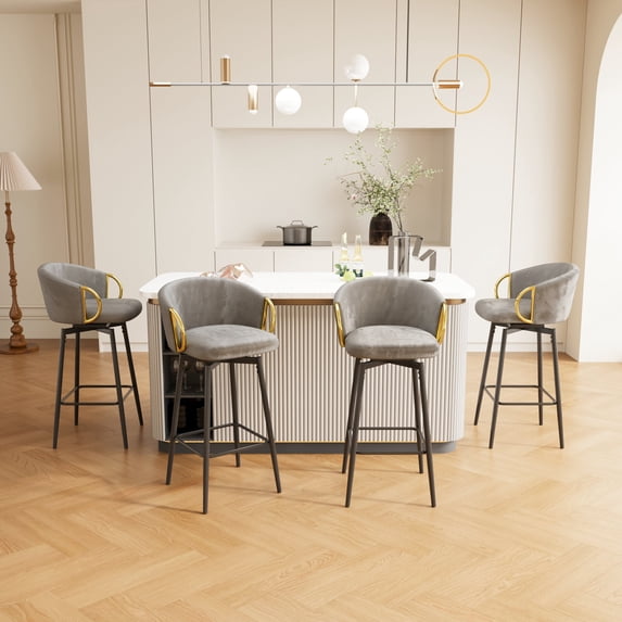 Black Velvet - 360° Swivel & Comfortable Seating - Bars, Restaurants, Dining Tables - Durable, Easy to Clean & Space-Saving