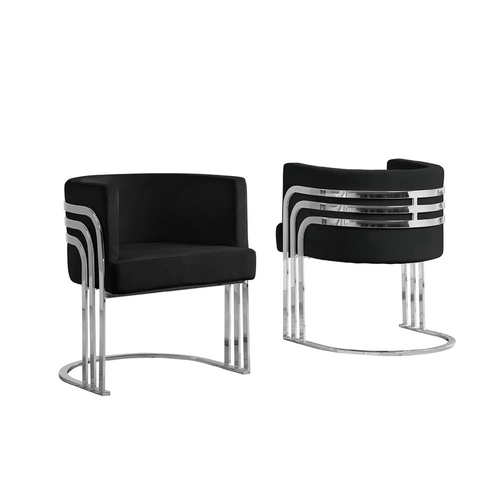 Black Velvet Barrel Chair with Metal Legs