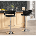 thumbnail image 1 of Black Velvet Bar Stools Set of 2 - Adjustable Height Swivel Kitchen Stools with Low Back for Dining Room, Breakfast Bar, Home Decor&Entertaining Guests, 1 of 6