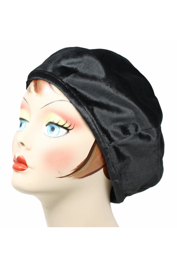 Black Velvet Beret - Satiny Smooth - Classic Retro Style