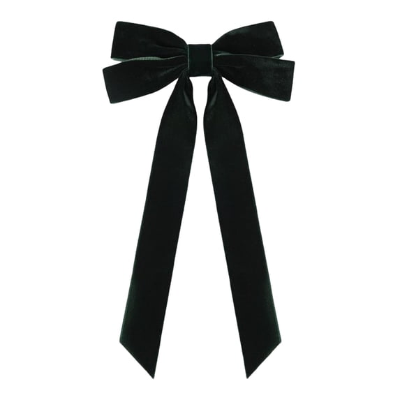 Black Velvet Christmas Bow with Long Tails for Gift Wrapping, Tree and Wreath Decor