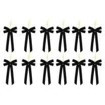 Black Velvet Christmas Bows Large 5x10 Inch 12Pcs Set for Tree Wreath Gift Wrap Wedding Party Holiday Home Decoration