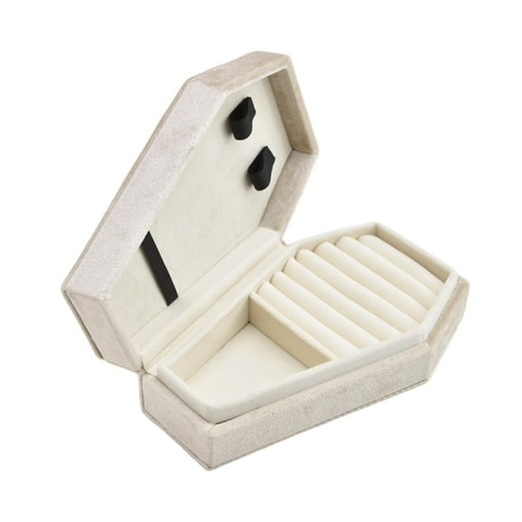 Black Velvet Coffin Shape Jewelry Box Organizer Storage Case for Necklaces Rings Earrings Portable Travel Jewelry Case Gothic Style Accessory Box Gift Idea