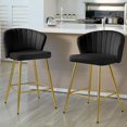 Black Velvet Counter Height Bar Stools, Mid Century Modern Barstools