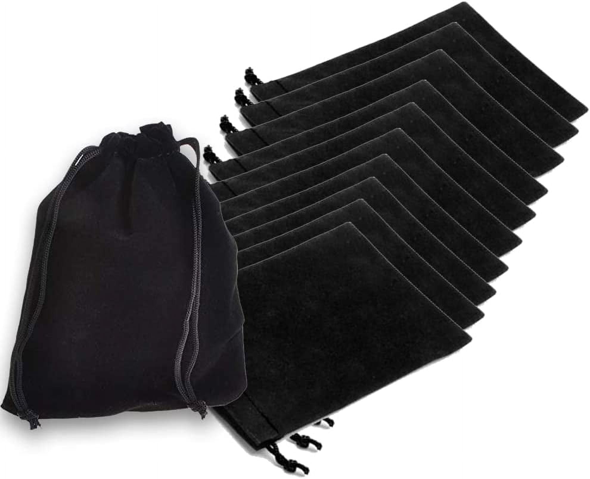 3 Pouches Black Velvet Drawstring Jewelry Bags 5