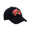 thumbnail image 1 of Black Velvet Embroidered Red Flowers Baseball Cap Hat, 1 of 3