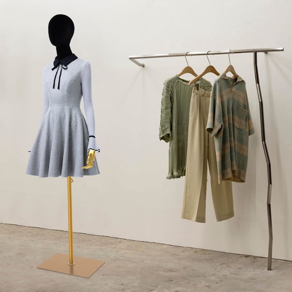 Black Velvet Gold Arm 150-200cm Female Model Display Stand Height Adjustable Multifunctional Clothing Store Mannequin