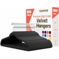 thumbnail image 1 of Black Velvet Hangers 100 Pack – Heavy-Duty 10 lbs Capacity, 360° Swivel Hook, Non-Slip & Space-Saving Design – Smooth Velvet Finish for Crease-Free Clothes & Effortless Closet Organization, 1 of 8