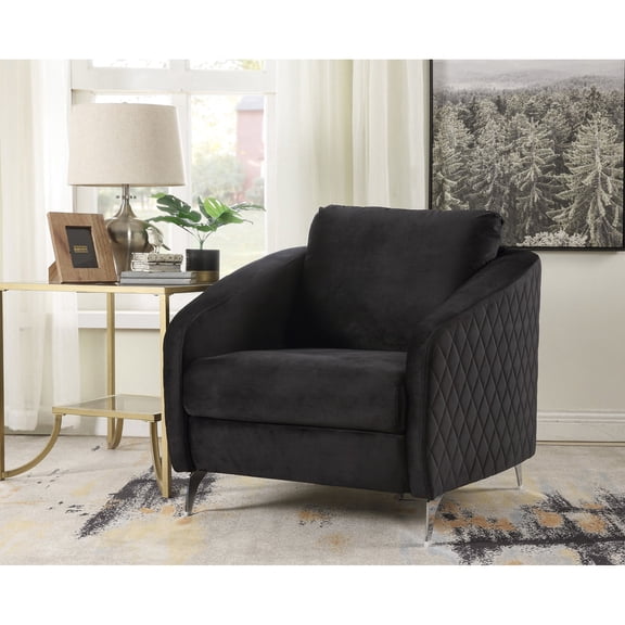 Black Velvet Main Material | Chic Bedroom or Office Decor | Elegant and Inviting Seating