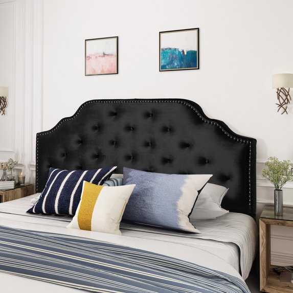 Black Velvet Queen Sized Headboard | Smooth Texture for a Refined ...