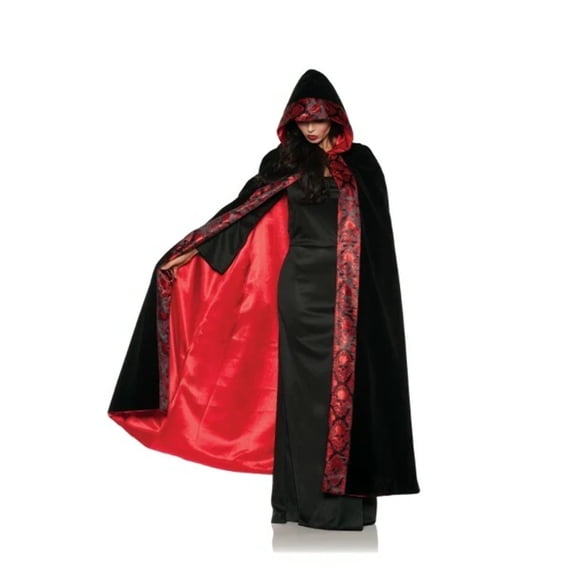 Black Velvet Red Satin Skull Cape