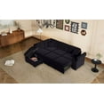 thumbnail image 1 of Black Velvet Sleeper Sectional Sofa Bed with Storage Ottoman &amp; Hidden Arm Storage, L-Shape Couch with USB Ports for Living Room, 84.75", 1 of 24