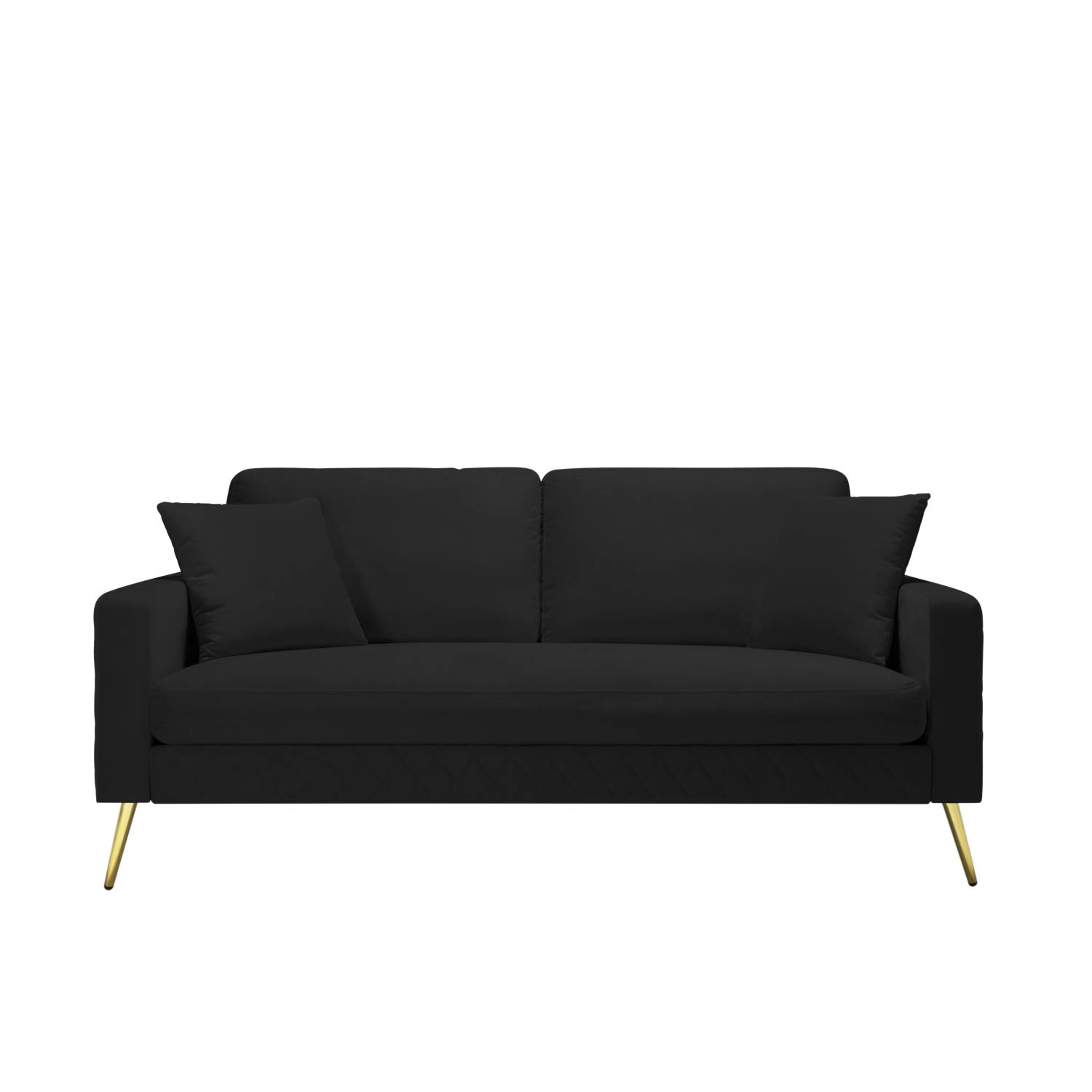 Black Velvet Sofa Couch, Modern Upholstered Sofa Couch, 72.4