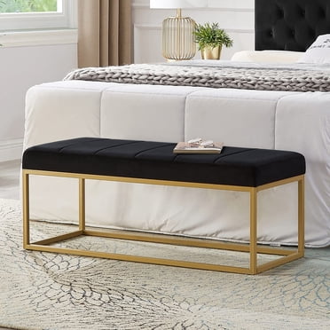 Bedroom Bench End of Bed Bench with Shelf, Retro leather Upholstered Storage Shoe Bench, Modern ...