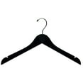 thumbnail image 1 of International Hanger Black Velvet Wood Top Hanger, Box of 25 Space Saving 17 Inch Flat Wooden Hangers w/ Chrome Swivel Hook Notches for Shirt Jacket, 1 of 3