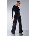 thumbnail image 1 of Black Velvet Wrap Drape Detail Wide Leg Jumpsuit, 1 of 9