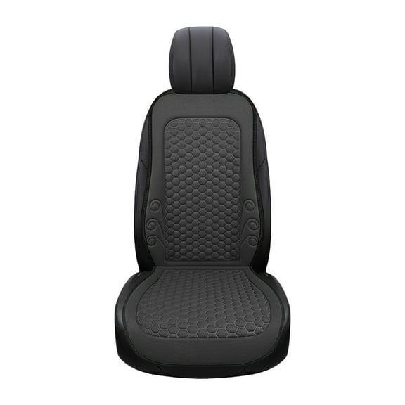Black Ventilated Car Seat Cushion With Integrated Backrest All Seasons Comfort Cool Mesh Sponge Layer Summer Winter Driving Support