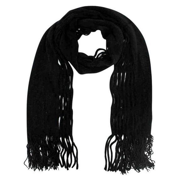 Black Versatile Long Soft Knit Winter Neck Scarf