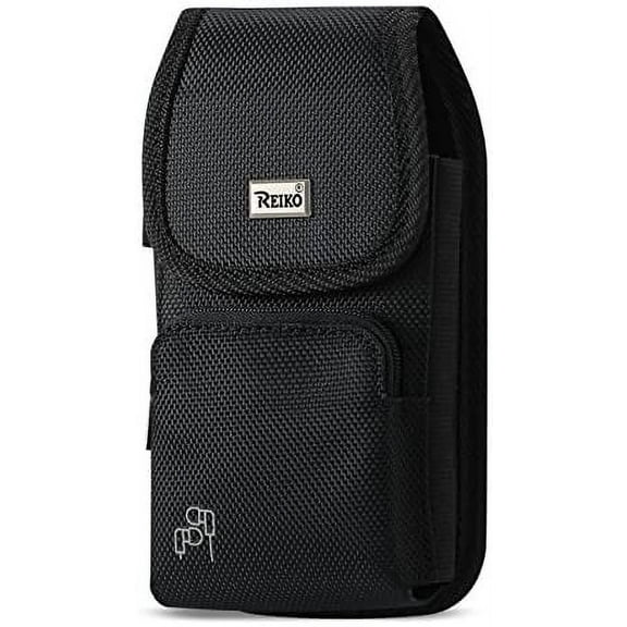 Black Vertical Rugged Case with Extra Pocket fits Cricket Innovate E 5g