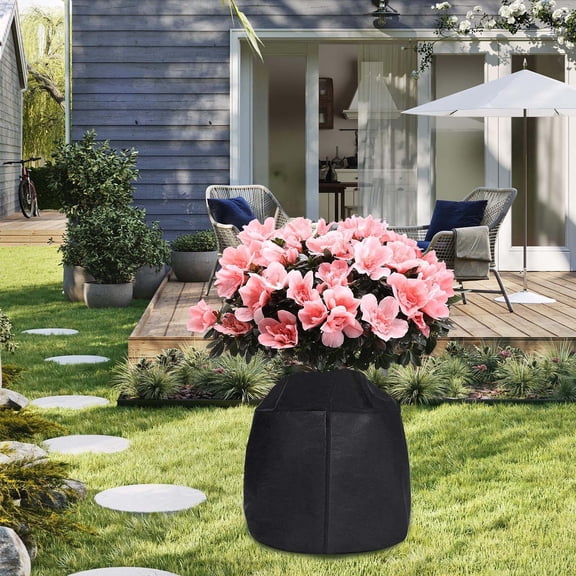 Black Vertical Zipper Tree Frost Protection Cover, Reusable Woven Winter Cold Shield for Outdoor Fruit Trees & Garden Shrubs,65x70cm