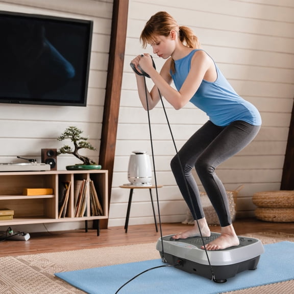 Black Vibration Exercise Machine 331Lbs Capacity - 120 Speed Levels, 3 Modes w/Resistance Bands & Remote - 10 Min Daily Workout for Weight Loss