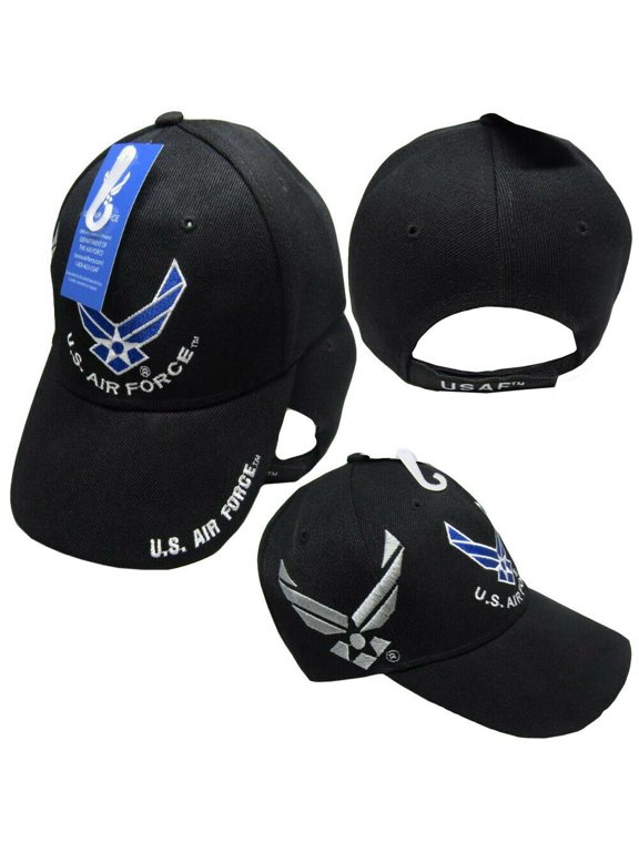 U.S. Air Force Wings Black Silver Shadow Embroidered Cap Hat