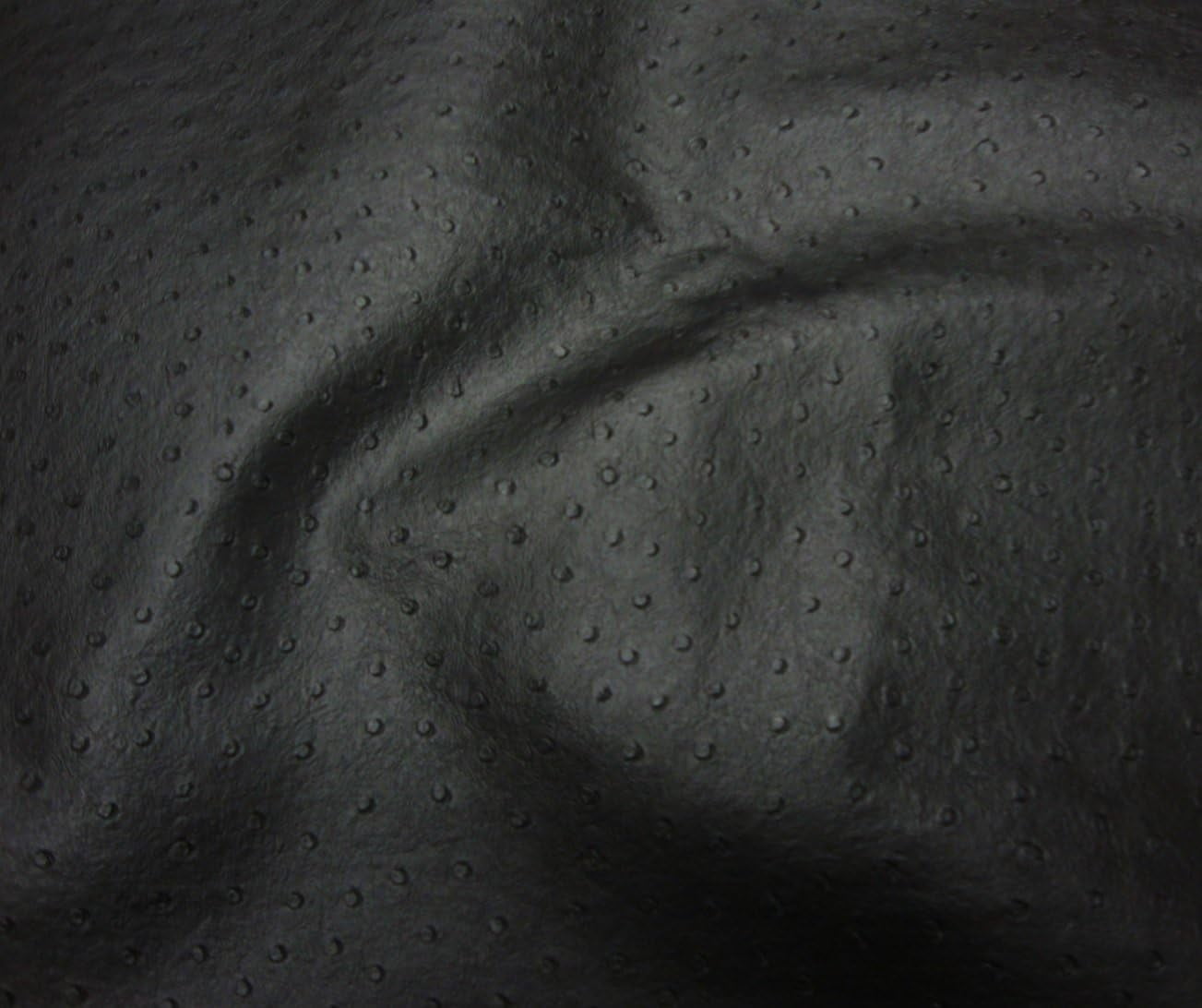 Black Vinly Matt Ostrich Fake Leather Pleather Upholstery Vinyl Fabric