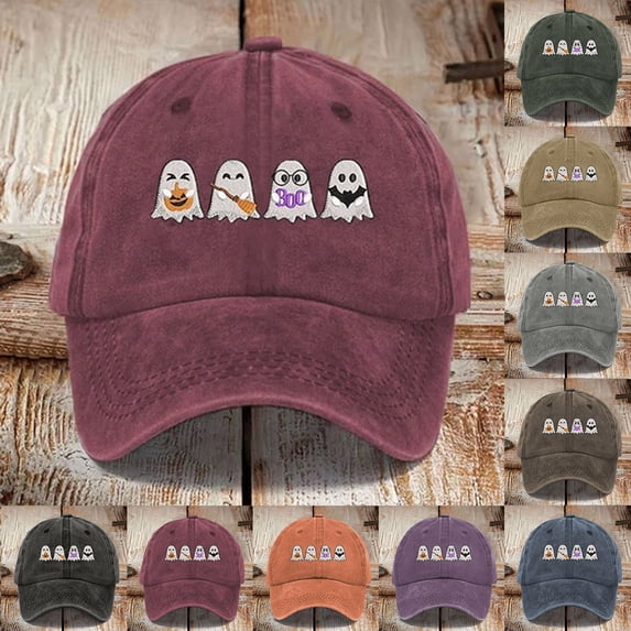 Black Vintage Adjustable Dad Hats Women's Halloween Printed Baseball Cap Cotton Unstructured Low-Profile Adjustable Fit - UPF 51 - for Running, Workouts & Outdoors A