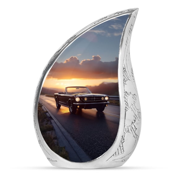 Black Vintage Car On Road keepsake Cremation urn for human ashes adult female - memorial mini urn for adult man & women - 3 inch 1 pcs