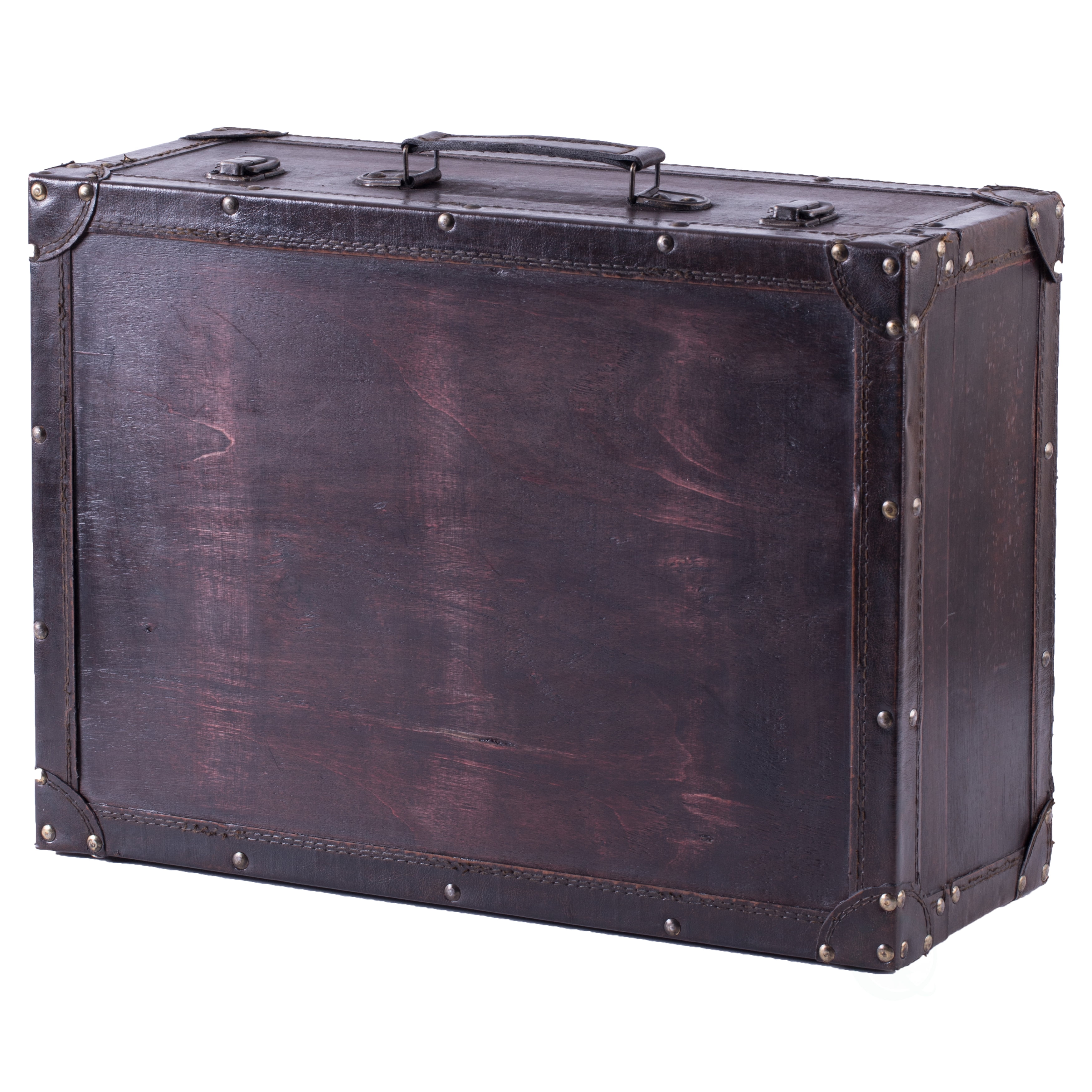 Dark Brown Wooden Pirate Chest with Brass Accents