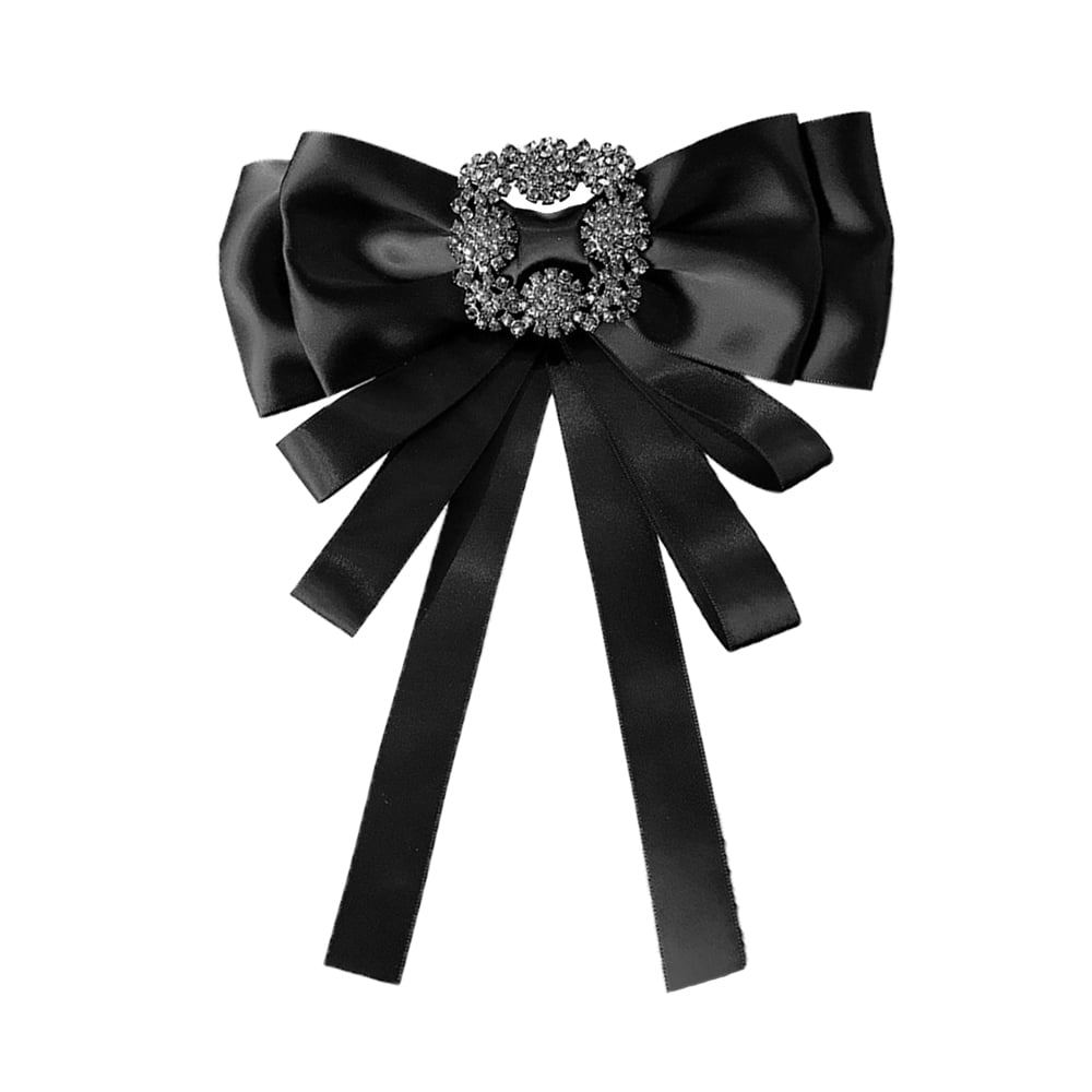 Black Vintage Crystal Big Bowknot Ribbon Pre-tied Bow Neck Tie Brooch Lapel  Pin for Women Girls Rhinestone Suit Collar Breastpin Corsage Brooches Pins  - Walmart.com