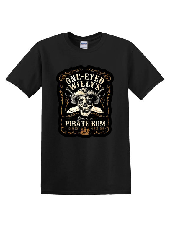 Black Vintage Inspired Graphic One-Eyed Willy Pirate Rum T-Shirt