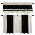 thumbnail image 1 of Black Vintage Kitchen Curtains Sets for Windows 24 Inch Length, Geometric Stripes Simple Lines Rod Pocket Window Treatments Tier Curtains and Valances Set for Bedroom/Bathroom, 1 of 8