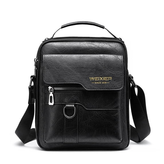 Black Vintage PU Leather Men’s Crossbody Bag - Vertical Shoulder Satchel, Casual Business Handbag for Daily Travel, Durable PU Leather, Comfortable Adjustable Strap, Fathers Day Anniversary Gift, 1pc